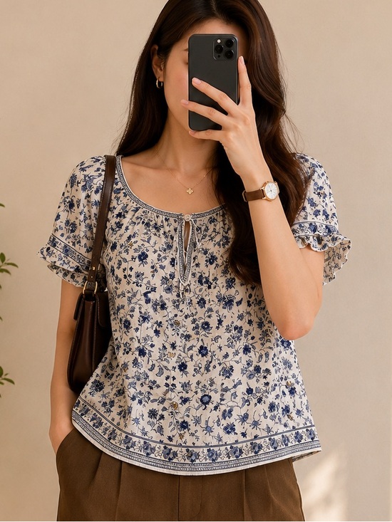 Max Studio Tops - MAX STUDIO FLORAL PRINT BLOUSE